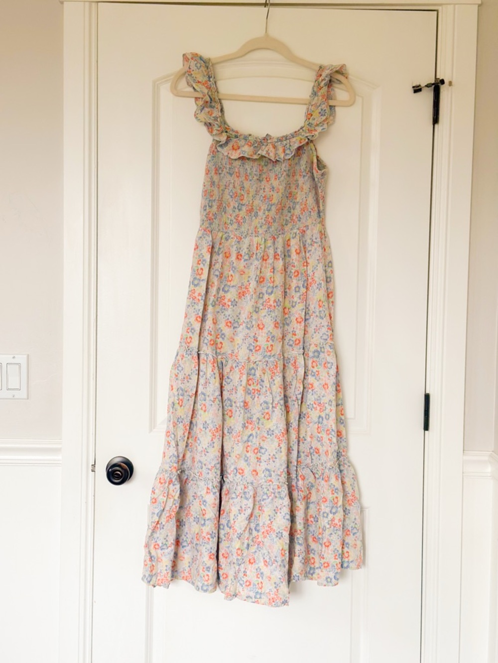 Old Navy Cotton Natural Fiber Floral Ruffle Strap Maxi Dress for Summer